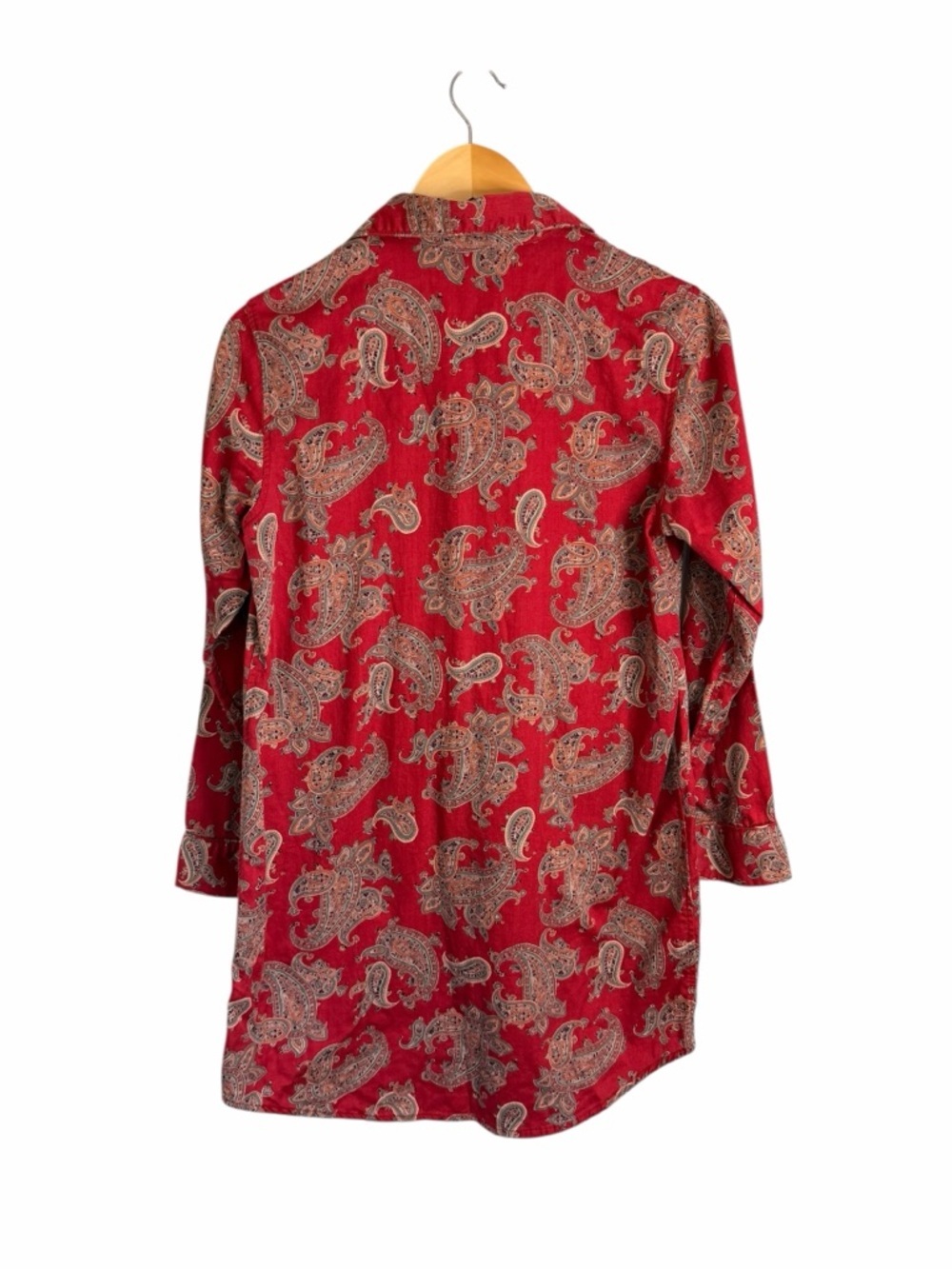 Lauren Ralph Lauren Red Paisley Long Button Down Sleep Shirt Women’s Sz Small - Picture 3 of 9